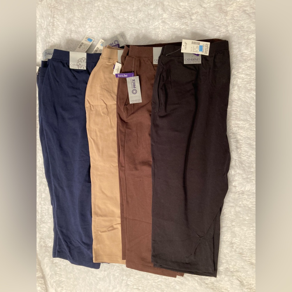 NWT’s. Catherine’s capris.  Size 0X (14/16), Navy, Tan, Brown, Black